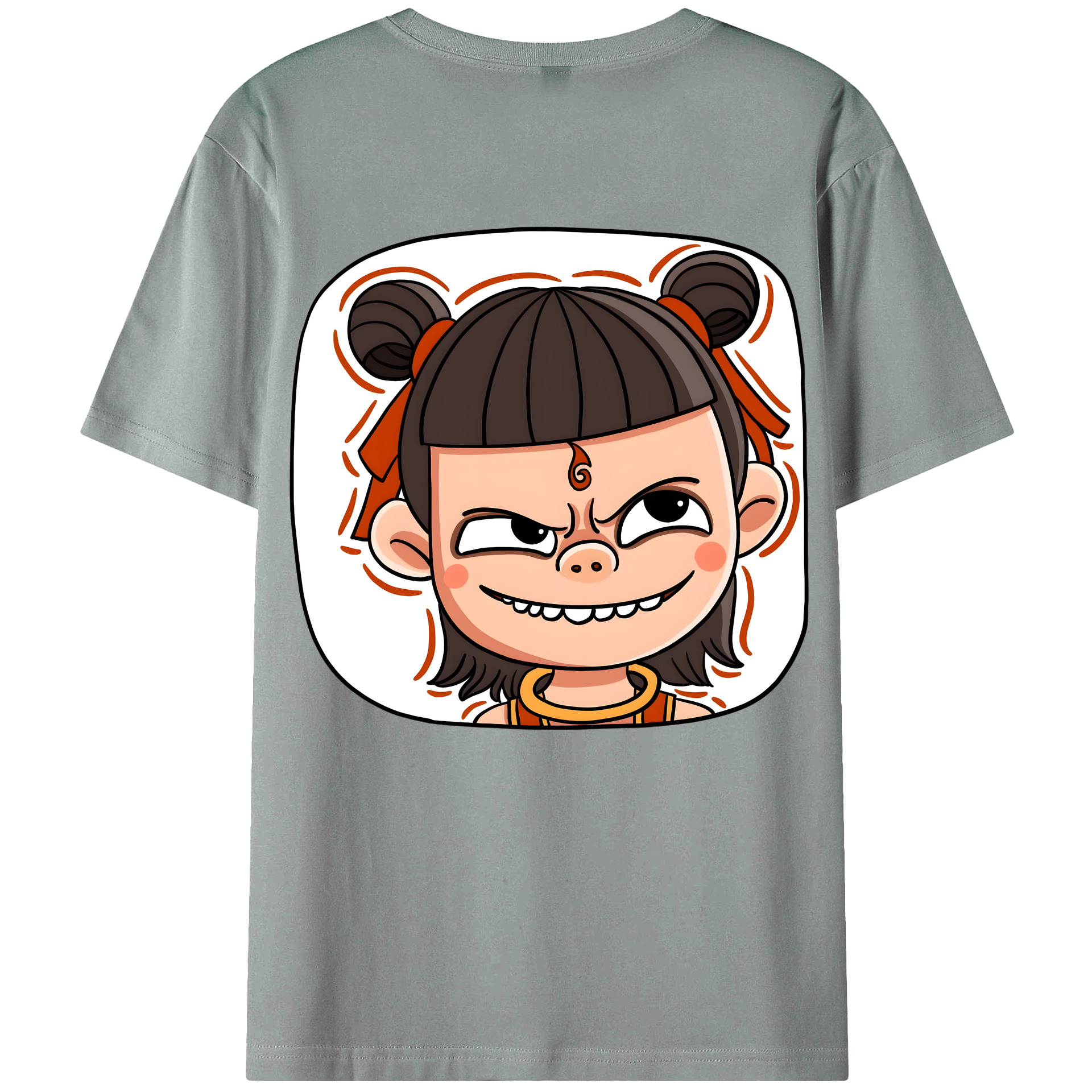 （画像用） Ne Zha 2 ナタ 魔童の大暴れ 綿100％ メンズ半袖Tシャツ（バックプリント） 通気性